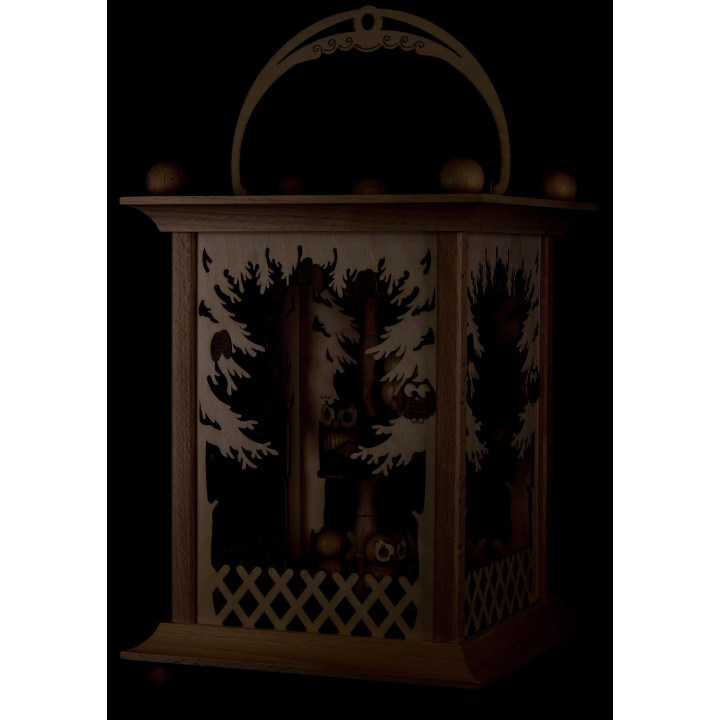 Pyramidenlaterne Wald und Eulen - 38 cm