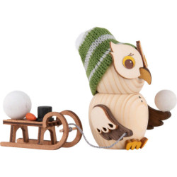 Mini-Eule mit Schlitten - 7 cm