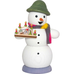 Räuchermännchen Schneemann mit Schwibbogen - 13 cm