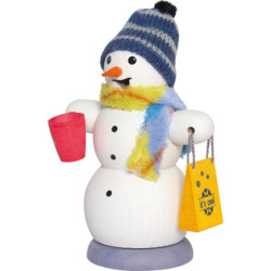 Räuchermännchen Schneemann mit Glühweintasse - 13 cm