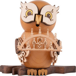 Räuchereule mit Schwibbogen - 15 cm