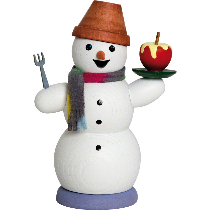 Räuchermännchen Schneemann mit Bratapfel - 13 cm