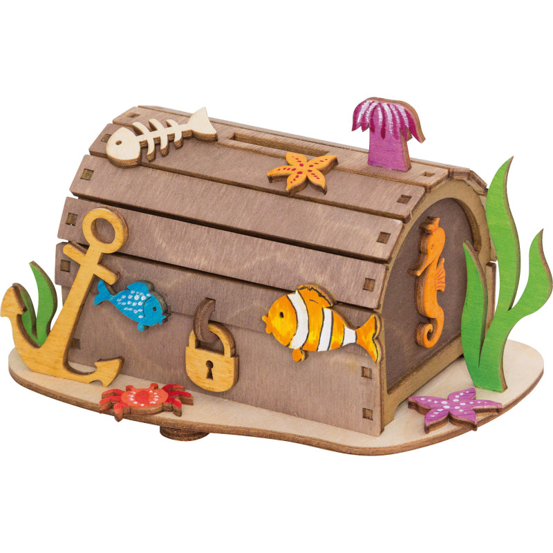 Handicraft Set - Money Box - Pirate Treasure Chest - 10 cm / 3.9 inch