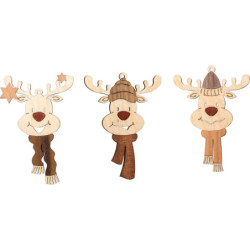 Christbaumschmuck Elchkopf - 6er-Set - 7 cm