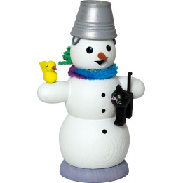 Smoker - Snowman with Cat - 13 cm / 5.1 inch