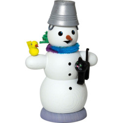 Räuchermännchen Schneemann mit Katze - 13 cm