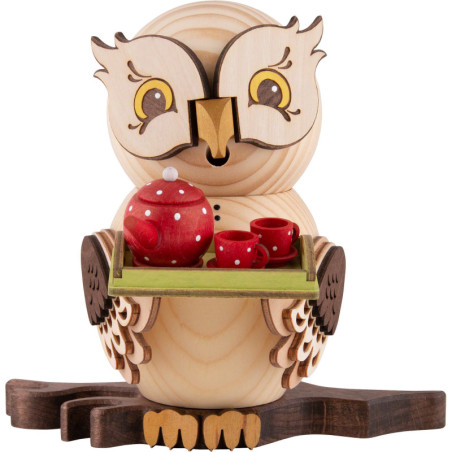 Smoker - Owl with Tea Set - 15 cm / 5.9 inch