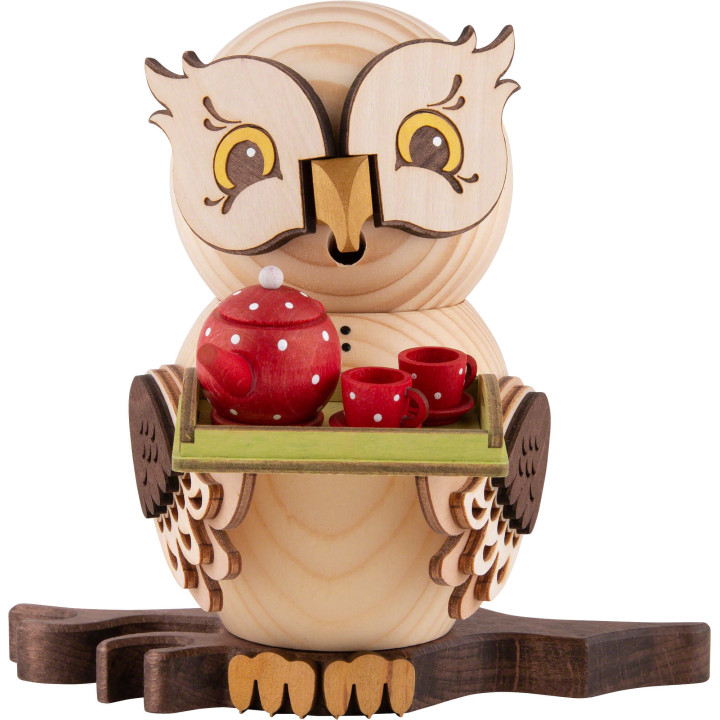 Smoker - Owl with Tea Set - 15 cm / 5.9 inch