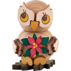 Owl Child with Christmas Flower - 4 cm / 1.6 inch