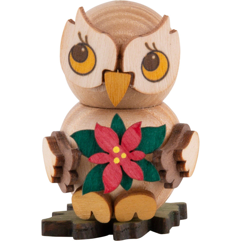 Eulenkind mit Weihnachtsstern - 4 cm