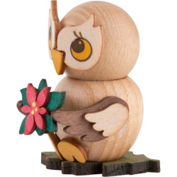 Eulenkind mit Weihnachtsstern - 4 cm