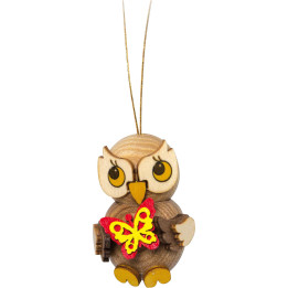 Tree Ornament - Owl Child with Butterfly - 4 cm / 1.6 inch