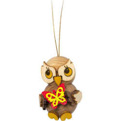 Tree Ornament - Owl Child with Butterfly - 4 cm / 1.6 inch