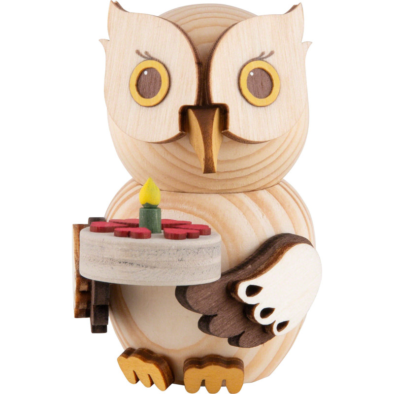 Mini-Eule mit Torte - 7 cm