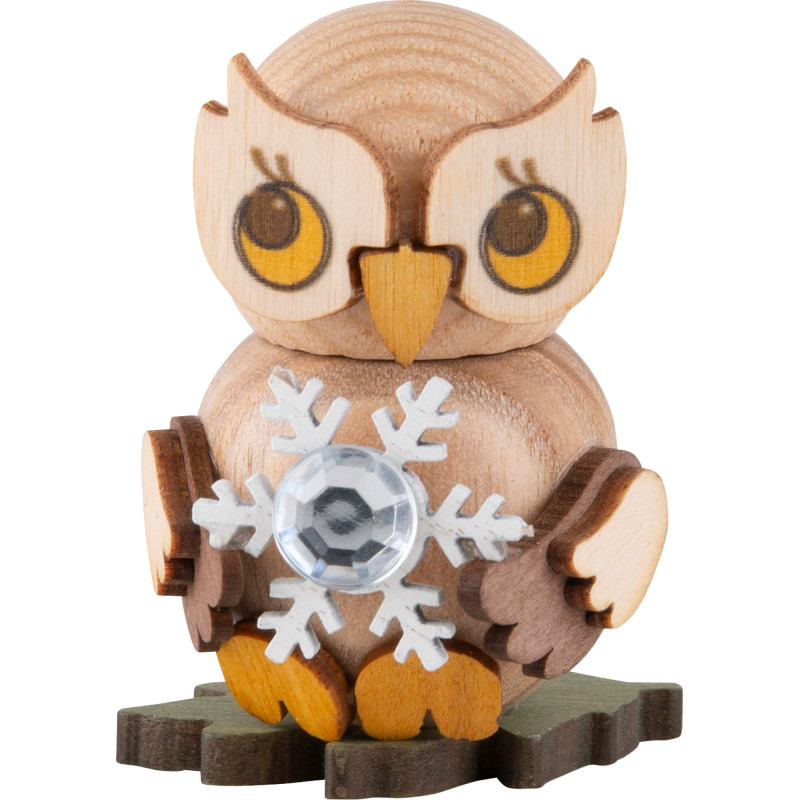 Eulenkind mit Schneekristall - 4 cm