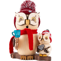 Smoker - Owl at Christmas Market with Child - 15 cm / 5.9 inch