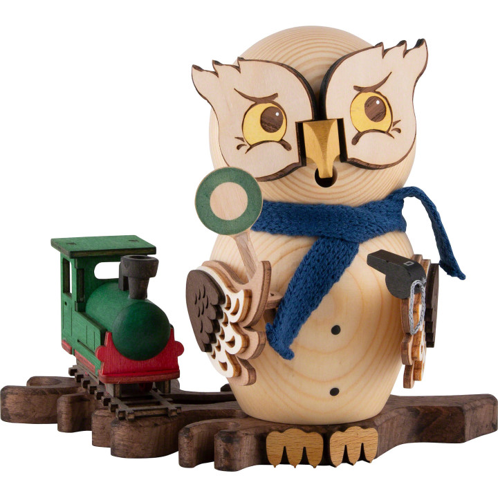 Smoker - Owl with Train - 15 cm / 5.9 inch