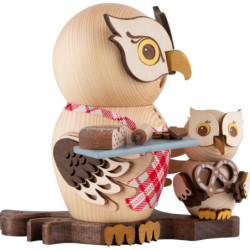 Smoker - Owl Christmas Bakery with Child - 15 cm / 5.9 inch