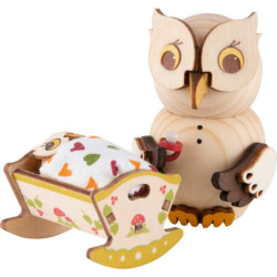 Mini Owl with Baby Cradle - 7 cm / 2.8 inch