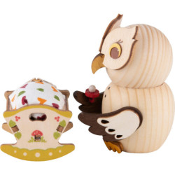 Mini-Eule mit Babywiege - 7 cm