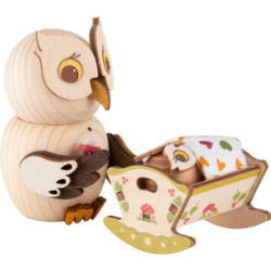 Mini-Eule mit Babywiege - 7 cm