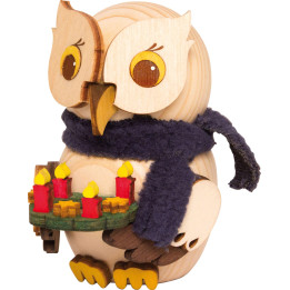 Mini-Eule mit Adventskranz - 7 cm