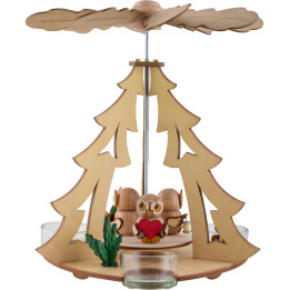 1-stöckige Pyramide mit 3 Eulenkindern - 22 cm