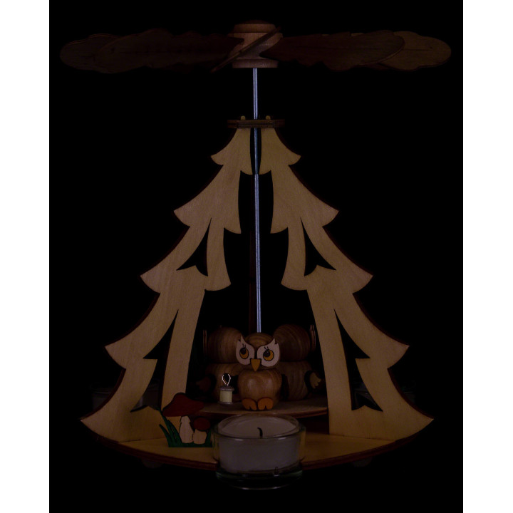 1-stöckige Pyramide mit 3 Eulenkindern - 22 cm