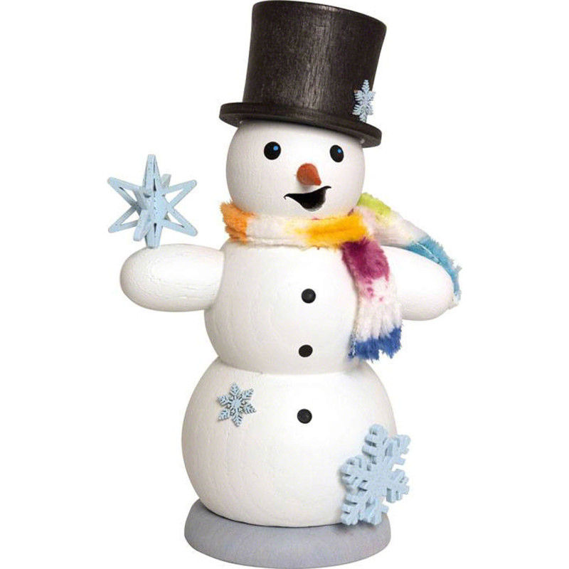 Smoker - Snowman with Snow Crystals - 13 cm / 5.1 inch