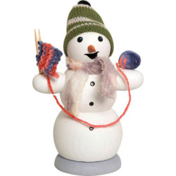 Smoker - Snowman with Knitting - 13 cm / 5.1 inch