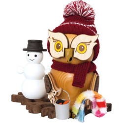 Smoker - Owl with Snowman - 15 cm / 5.9 inch
