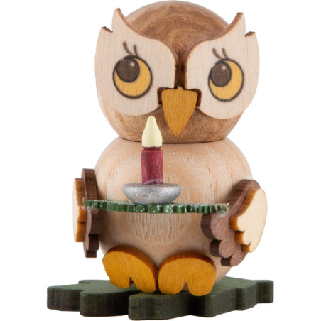 Owl Child with Candle on Twig - 4 cm / 1.6 inch