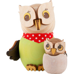 Mini-Eule mit Baby - 7 cm
