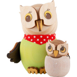 Mini-Eule mit Baby - 7 cm
