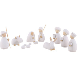 11-teiliges Krippenset weiß/natur - groß - 10 cm