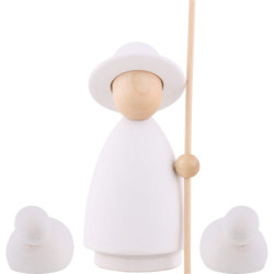 Schäfer mit 2 Schafen natur/weiß - groß - 9,5 cm
