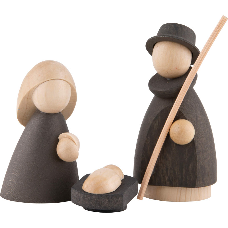 Die Heilige Familie natur/anthrazit - klein - 7 cm