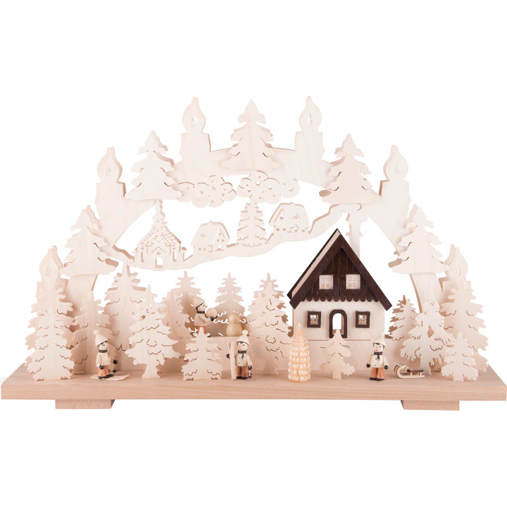Schwibbogen Winter im Erzgebirge - 50x32 cm