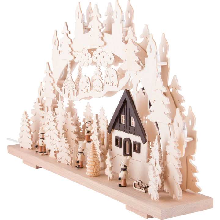 Schwibbogen Winter im Erzgebirge - 50x32 cm