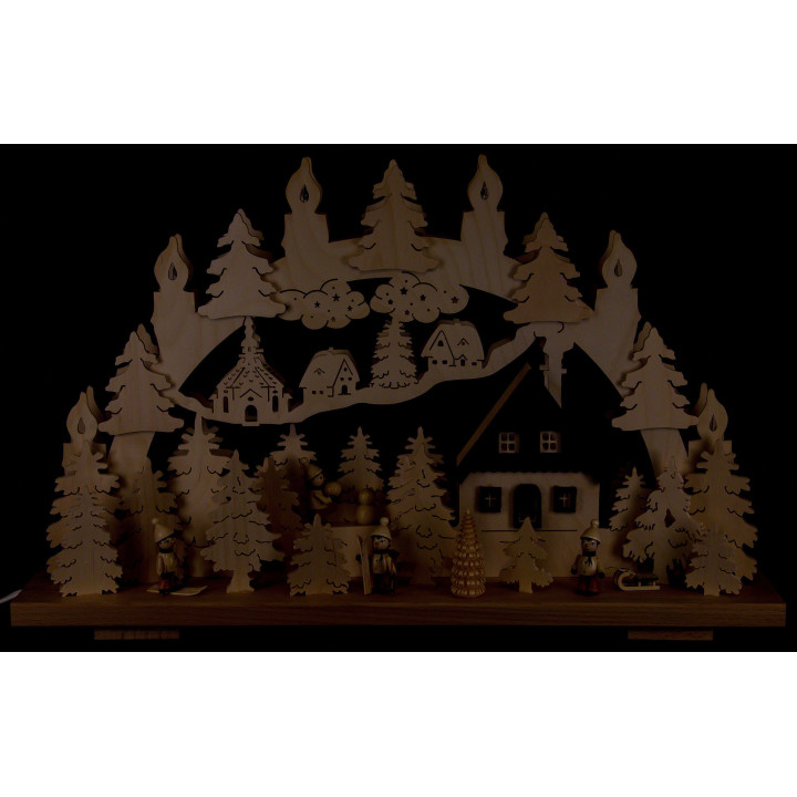 Schwibbogen Winter im Erzgebirge - 50x32 cm