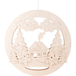 Fensterbild Waldhütte - 32 cm
