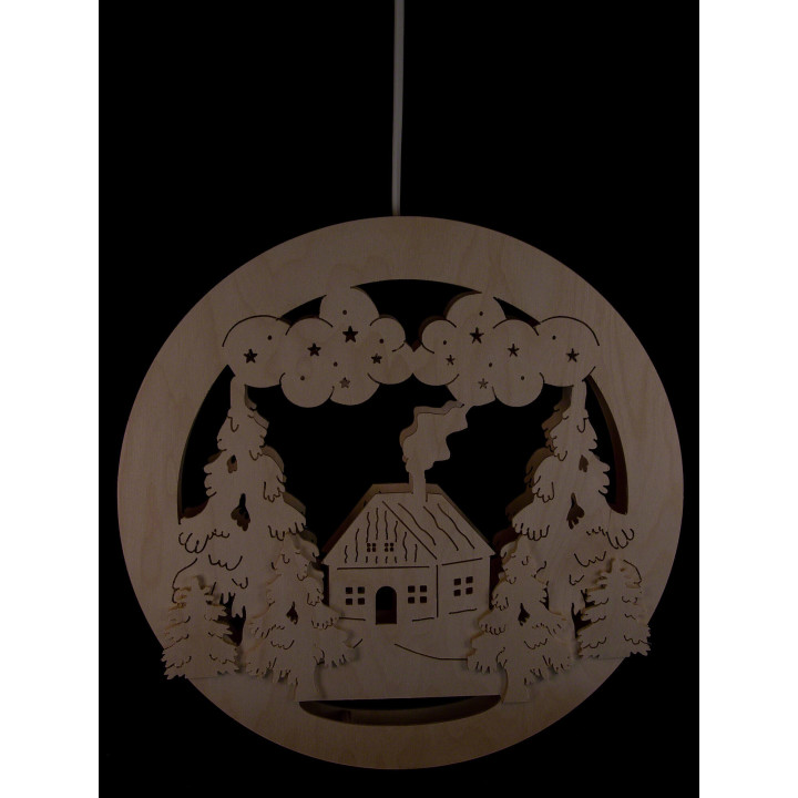 Window Picture - Forest Hut - 32 cm / 12.6 inch