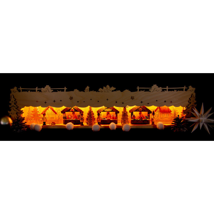 Schwibbogen-Unterbau Weihnachtsmarkt - 73x16,5 cm