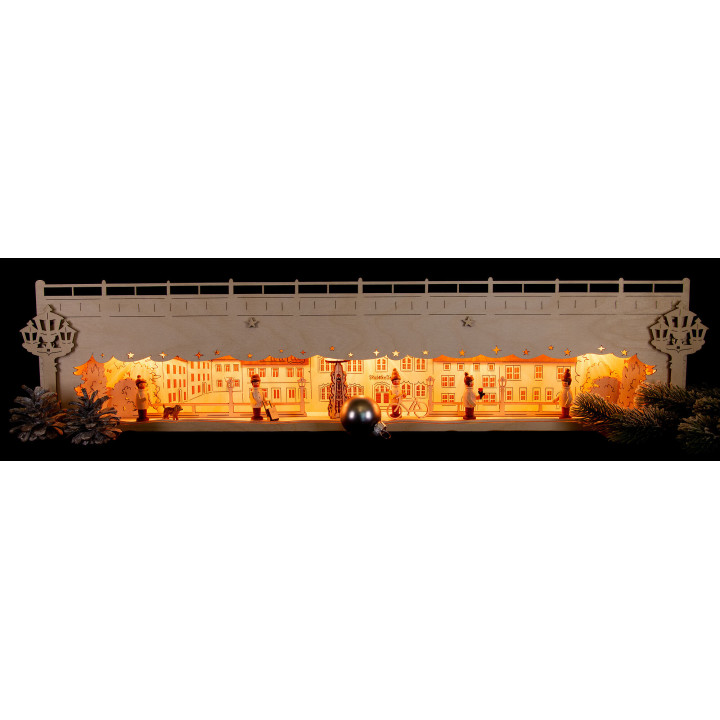 Schwibbogen-Unterbau Stadtleben - 73x16 cm