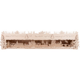 Schwibbogen-Unterbau Seiffener Dorf mit braun lasierten Dächern - 73x16 cm