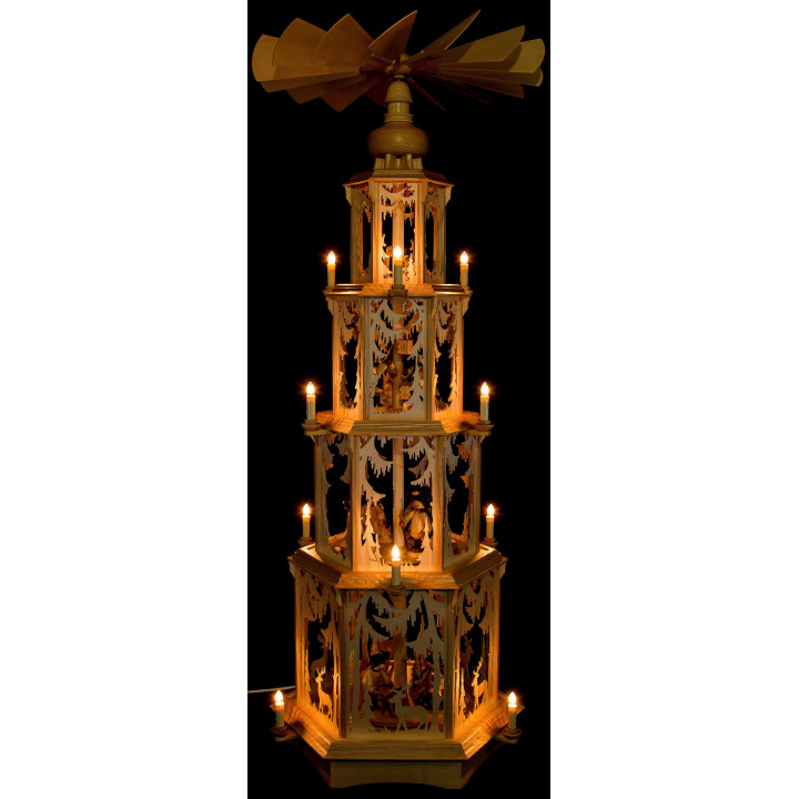 4-Tier Christmas Pyramid - Forest Design - 135 cm / 53 inch