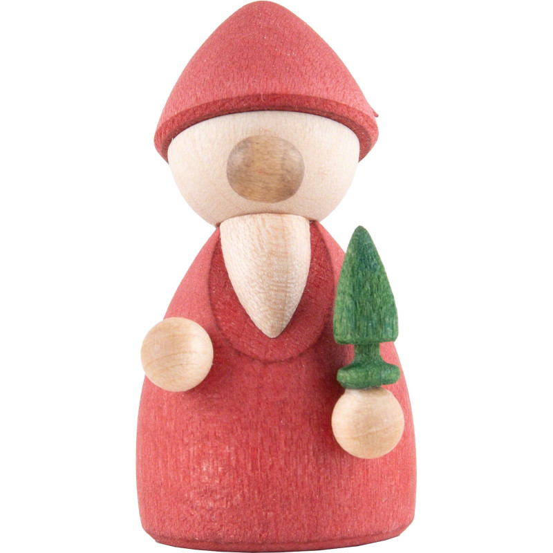Wichtel rot mit Baum - 4,2 cm