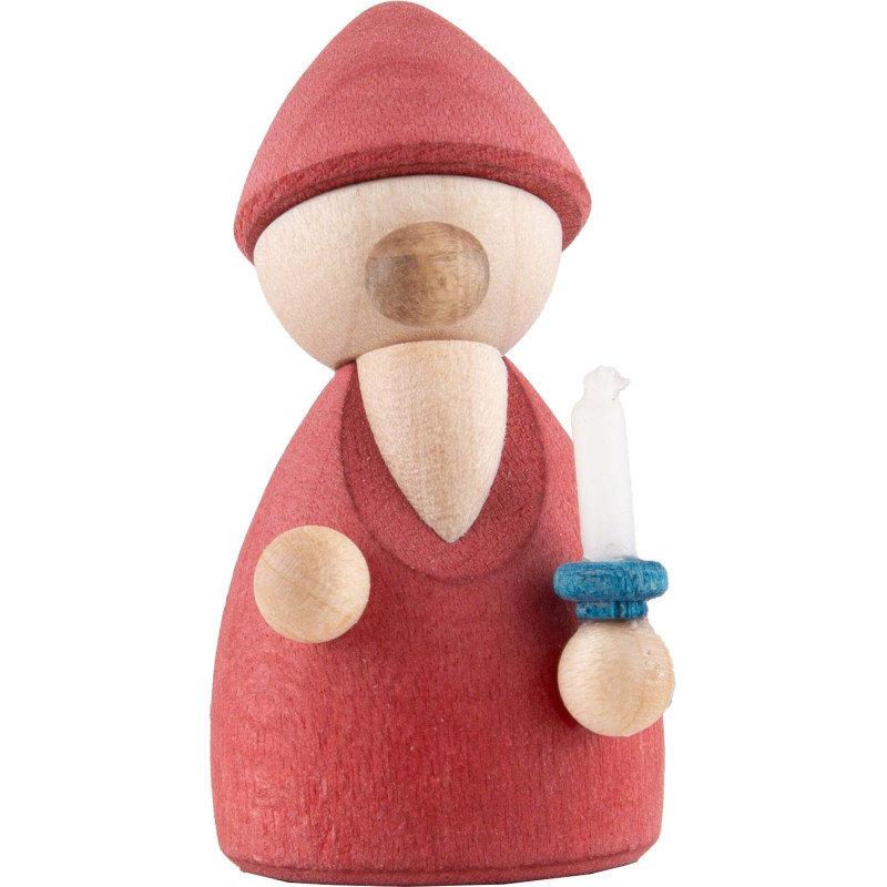 Wichtel rot mit Kerze - 4,2 cm