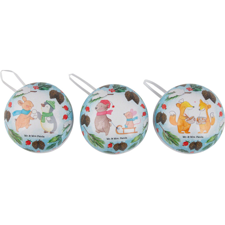 Christmas Baubles Panda Love - Set of Three - 8 cm / 3.1 inch