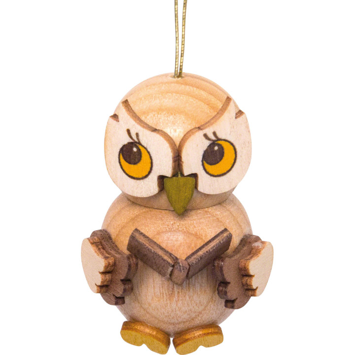 Christbaumschmuck Eulenkind mit Buch - 4 cm